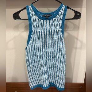 Ann Taylor Aqua & White Open-Knit Tank